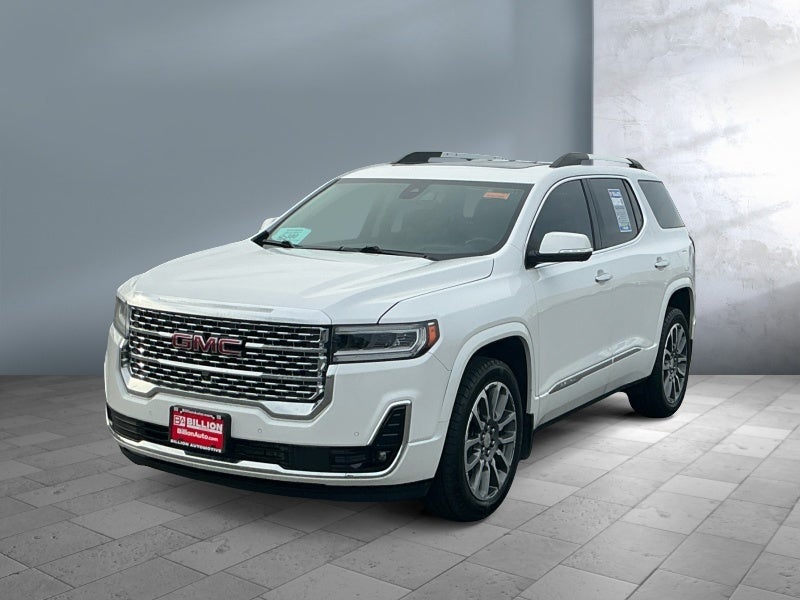 2022 GMC Acadia Denali in White Frost Tricoat — front three-quarter view