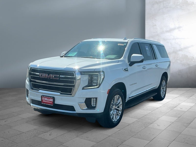 2022 GMC Yukon XL SLT in Summit White — front three-quarter view