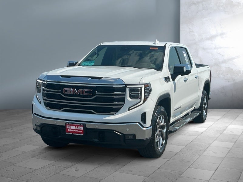 2023 GMC Sierra 1500 SLT in Summit White — front three-quarter view