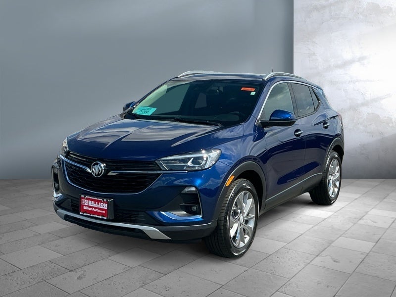 2023 Buick Encore GX Essence in Sapphire Metallic — front three-quarter view