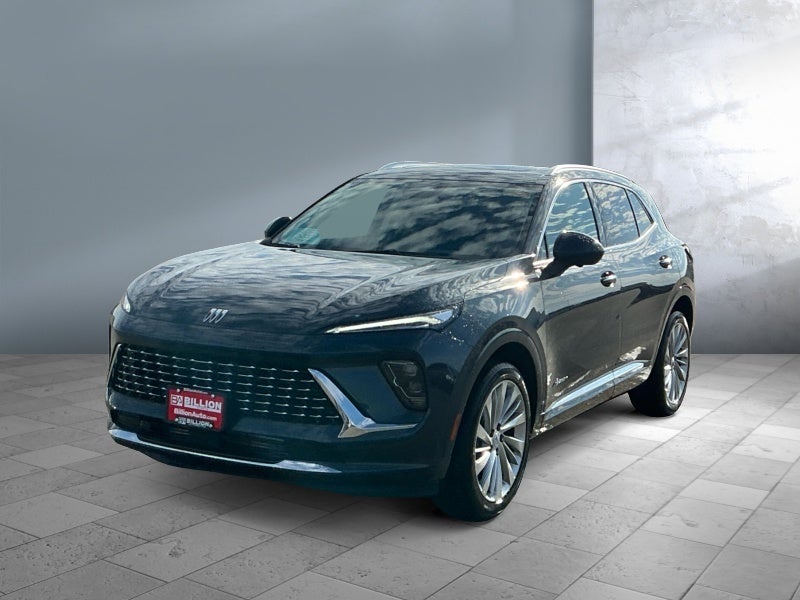 2026 Buick Envision Avenir in Quartz Blue Metallic — front three-quarter view